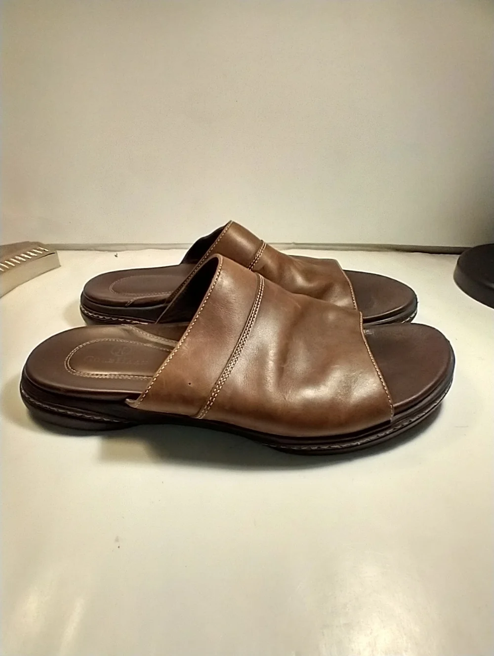Cole Haan Brown Leather Casual Slide Sandals Men's sz 10.5M. - Picture 2 of 12